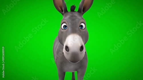 Animated Donkey Character on Green Screen.