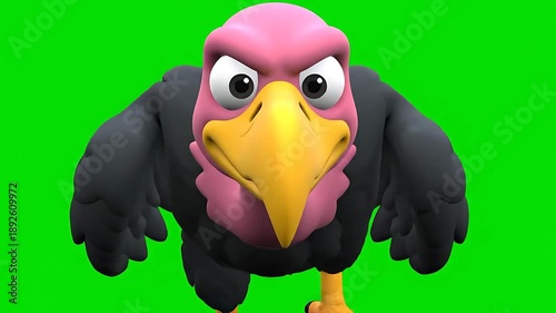 Angry Cartoon Bird Animation Green Screen.