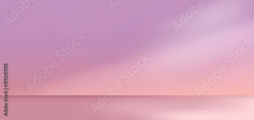 Abstract gradient pink podium background, minimal empty 3D studio backdrop.