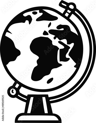 Illustrated globe on stand representing world geography