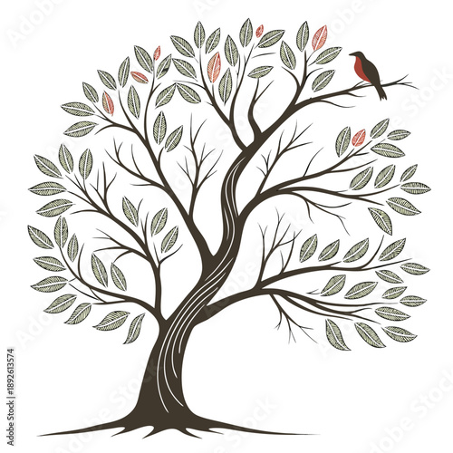 Bird perched on tree branch