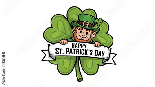 Leprechaun Wearing Green Hat Banner.