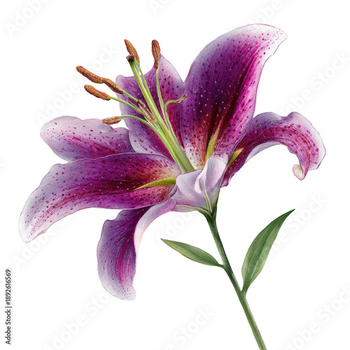 Pink Lily Flower with White Petal Tips isolated on a transparent background
