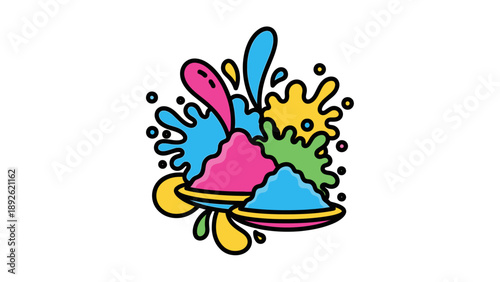 Colorful powder splash on a palette with vibrant hues and dynamic splatters in an artistic display