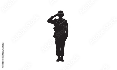 A single soldier saluting in silhouette, symbolizing military honor and duty.