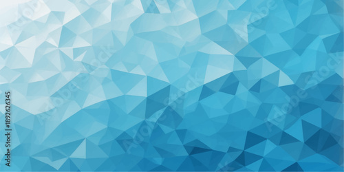 Futuristic blue abstract background featuring a mosaic of triangle patterns and light polygon shapes in an origami style vector illustration for a professional business backdrop