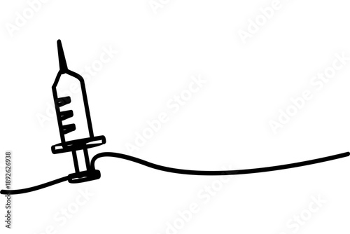 Continuous line design illustration of an injection icon. Attractive abstract line art design.