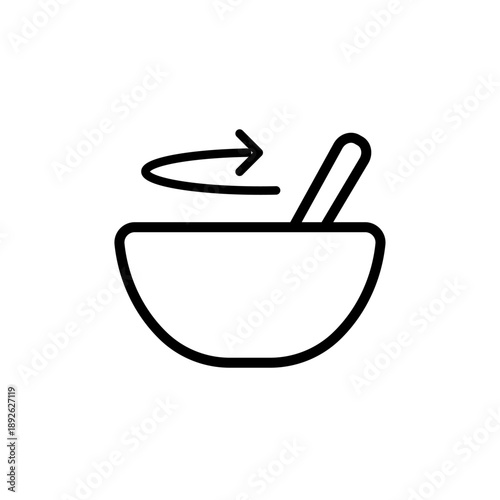 ボウルで材料を混ぜる動作を表した矢印付きアイコン