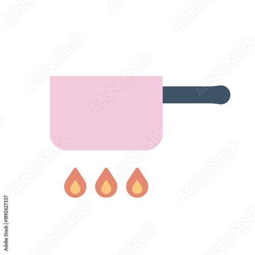 火にかけた片手鍋を表したフラットデザインアイコン