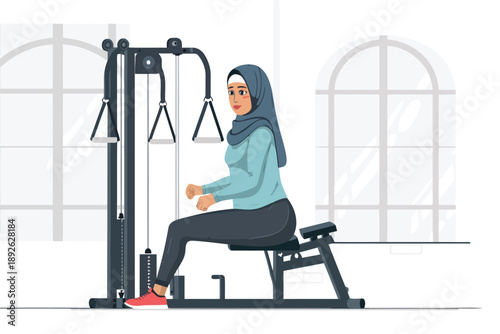 arabic woman exercise in gym isolated