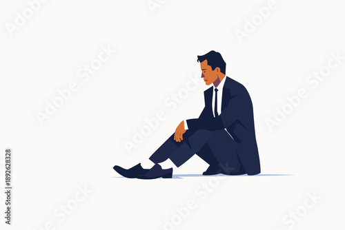 depressed man in business suit isolated