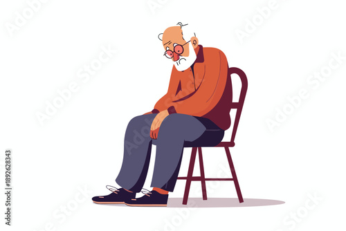 depressed old man isolated