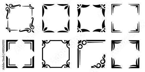 Geometric Frame Borders Hand-Drawn Elements Vector Set, Vector illustration of a set of hand drawn frame border shape design.