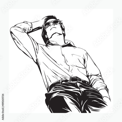 vector portrait of a man lying down
