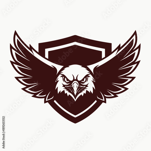 Eagle emblem illustration with shield and wings outstretched in a bold graphic design concept Whisk