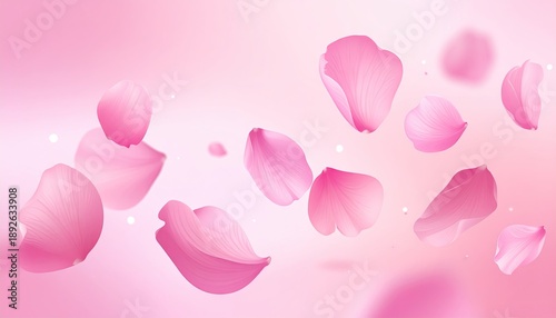 Pink Cherry Blossom Petals Floating Gently in Soft Light.