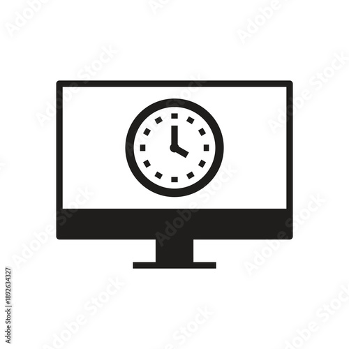 Solid computer screen with analog clock time