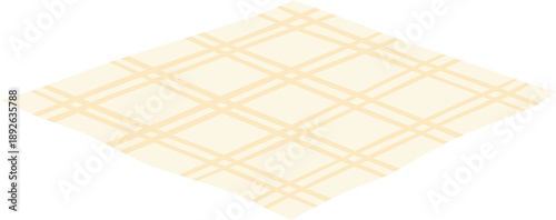 Isometric Beige Plaid Picnic Blanket Vector Illustration for Spring Outdoors