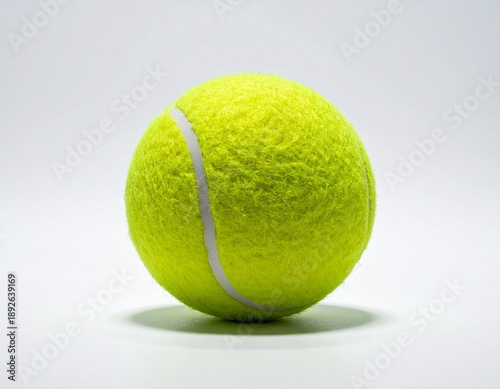 Bright Yellow Tennis Ball on White Surface with Shadow