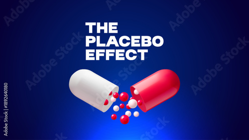 Background with realistic 3d capsules. Placebo effect. Medical, pharmacy, healthcare, hospital, clinic, telemedicine, insurance, biotechnology concept. Vector illustration.