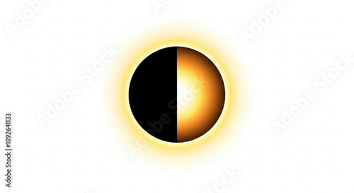 Solar eclipse with sun and moon alignment in space