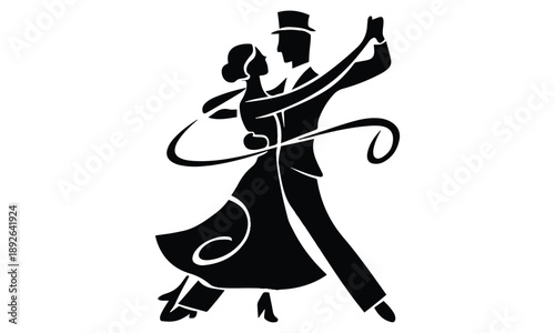 Elegant couple performing a passionate dance, expressing romance and connection