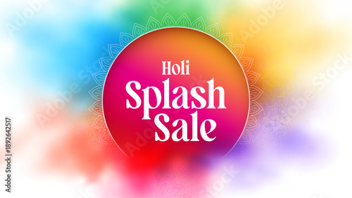 Happy Holi Sale social media feed template. Holi sale advertisement with vibrant colors. Vector illustration of Happy Holi Sale banner template for app and website