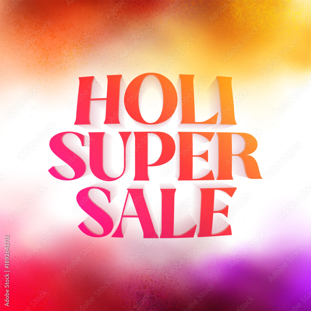 Obraz premium Happy Holi Sale social media feed template. Holi sale advertisement with vibrant colors. Vector illustration of Happy Holi Sale banner template for app and website