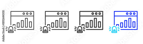Data Siren icon set collection creative outline style for Incident Management with multiple thickness variations suitable for web apps mobile ui and business tools