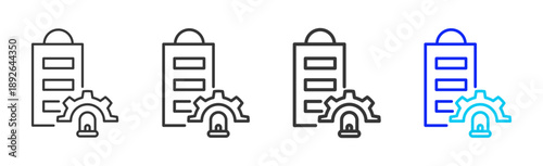 Server Alarm icon set collection creative outline style for Incident Management with multiple thickness variations suitable for web apps mobile ui and business tools