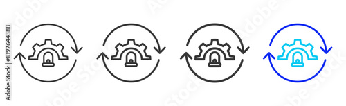 Cycle Alarm icon set collection creative outline style for Incident Management with multiple thickness variations suitable for web apps mobile ui and business tools