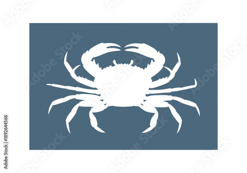 Crab silhouette on blue background
