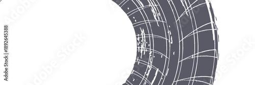 Tire track. Car, bike, motorcycle tyre mark with grunge effect isolated on white background. Wheel footprint on the road. Top view of rubber protector mark