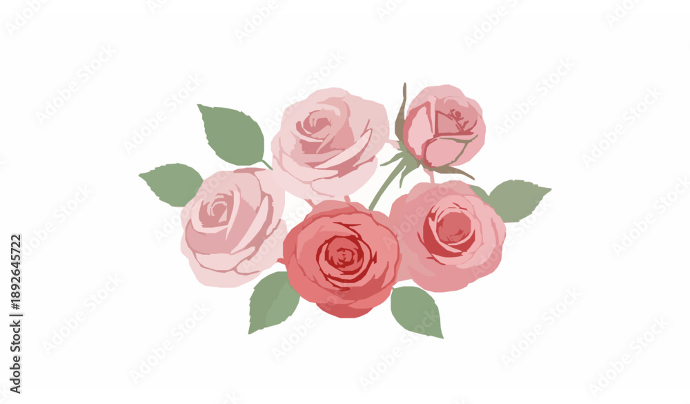 Fototapeta premium Watercolor rose flower bouquet vector for wedding invitation design