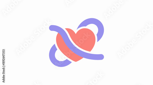 A ribbon symbolizing cancer awareness day, intertwined with a heart, representing support and solidarity for cancer patients and survivors on a special day