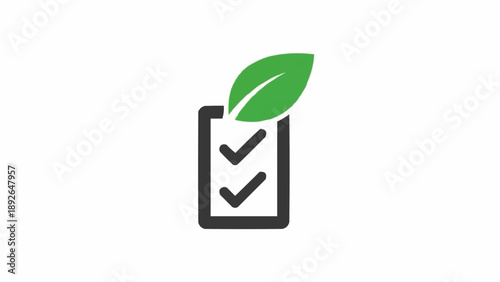 Eco friendly checklist with green leaf.