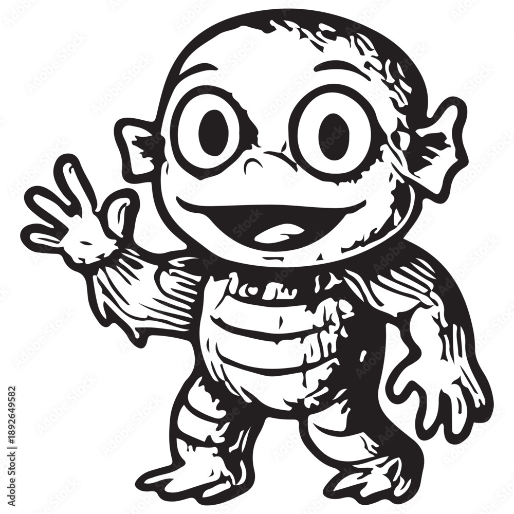 Obraz premium Cute Halloween Monster Cartoon Character – Funny Spooky Creature Illustration