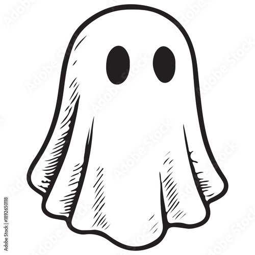 Cute Halloween Ghost Cartoon – Friendly Spooky Character Illustration