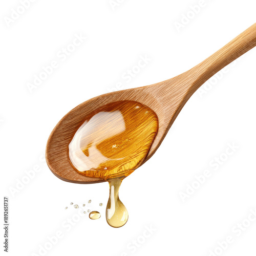 Wallpaper Mural Wooden spoon holding golden honey, with a drop falling, isolated Torontodigital.ca