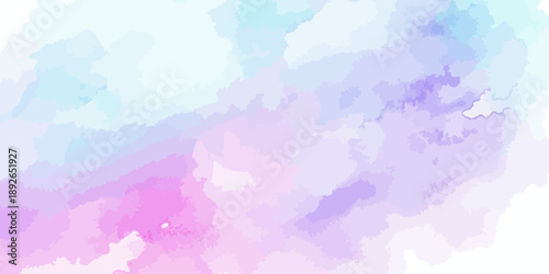 Abstract watercolor wash texture background in blue, pink, and purple.