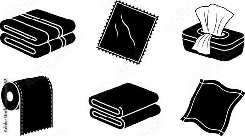 Collection of hygiene and cleaning product icons on a white background