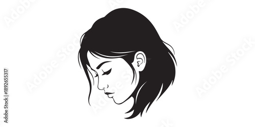 silhouette head profile of pensive young man and woman opposite each other, teenager boy and a girl thinking, opposition of genders, concept of love and relationships.Human Face Side Silhouette