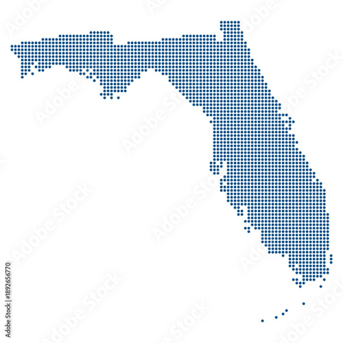 Florida Blue Dotted Map for Space Coast Infrastructure and Global Aerospace Logistics. Florida state dotted map.