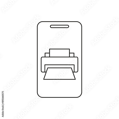 Wireless mobile printing service line icon
