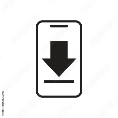 Solid mobile file download arrow icon