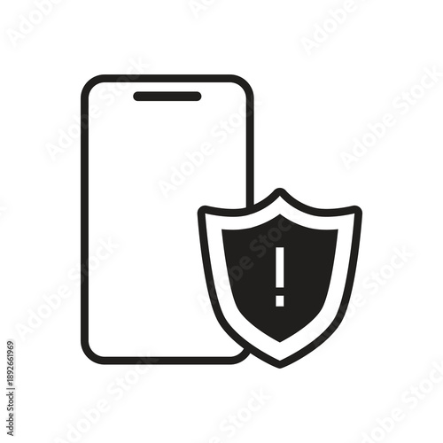 Solid mobile security warning exclamation icon