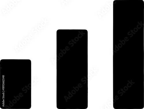 Three black bars of different heights on white background