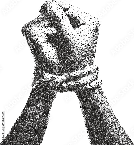 Handcuff retro y2k stipple design arrest halftone brutalist urban vector png with clear background, metal 2000s photocopy grunge tattoo gen z effect