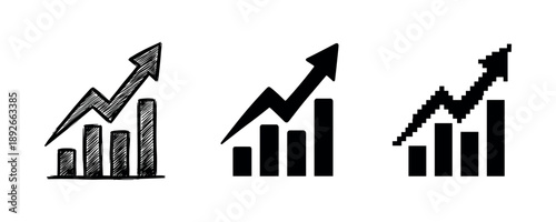 Abstract growth charts with arrows indicating positive trends in different styles