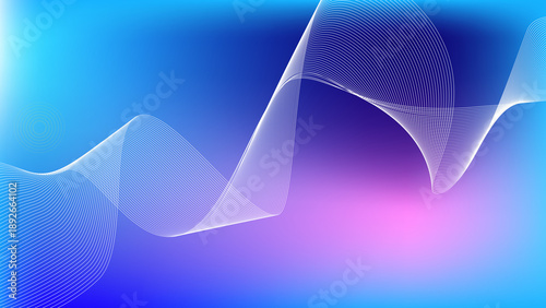 Modern Abstract Blue and Purple Gradient Background with Dynamic White Wave Patterns